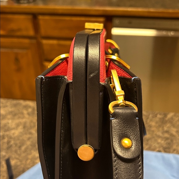 Smythson of Bond Street Pink & Navy Leather Metal Clasp Satchel. - Picture 13 of 14